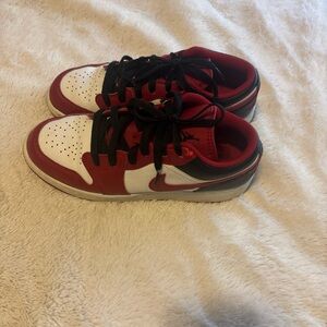 Jordan Red and White Low-Top Sneakers